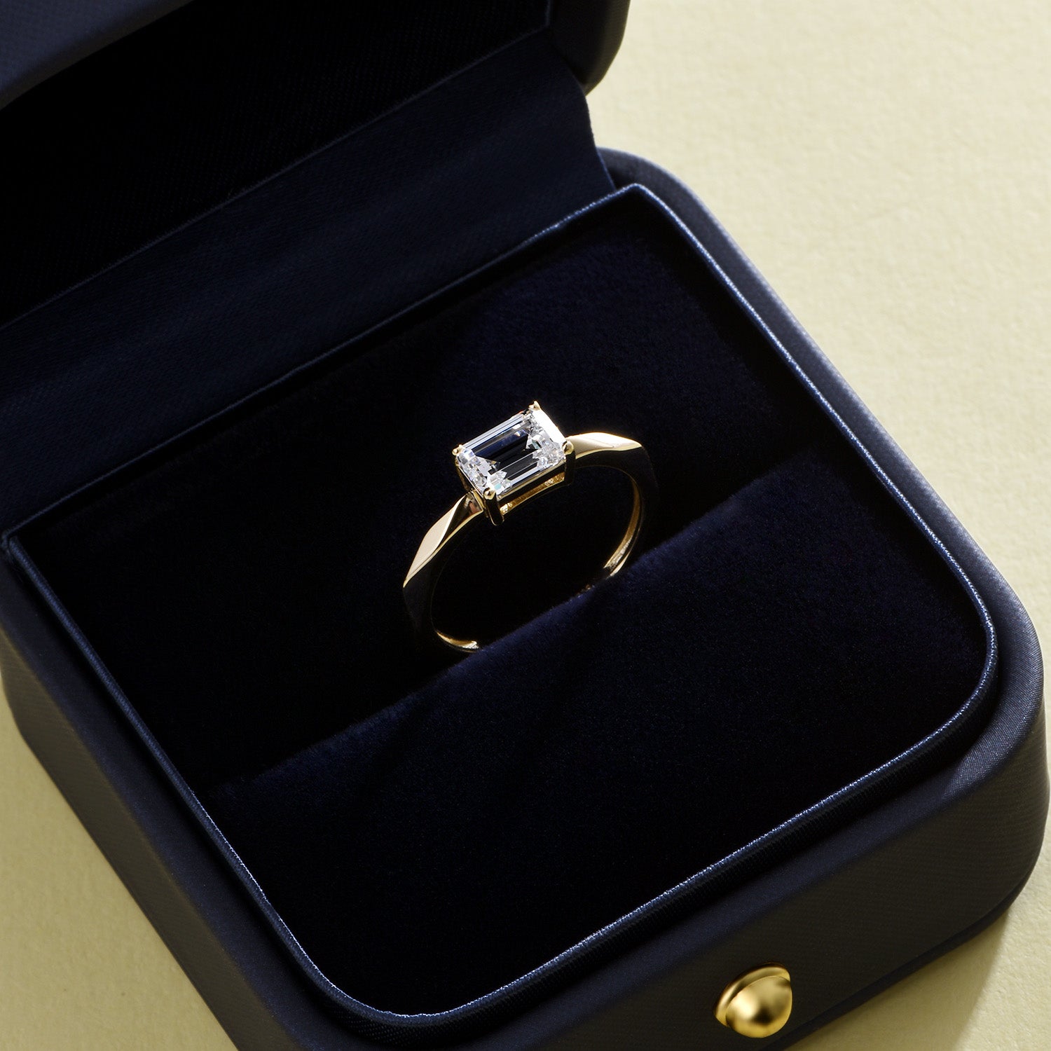 Eternal Design Emerald Cut Moissanite Engagement Ring