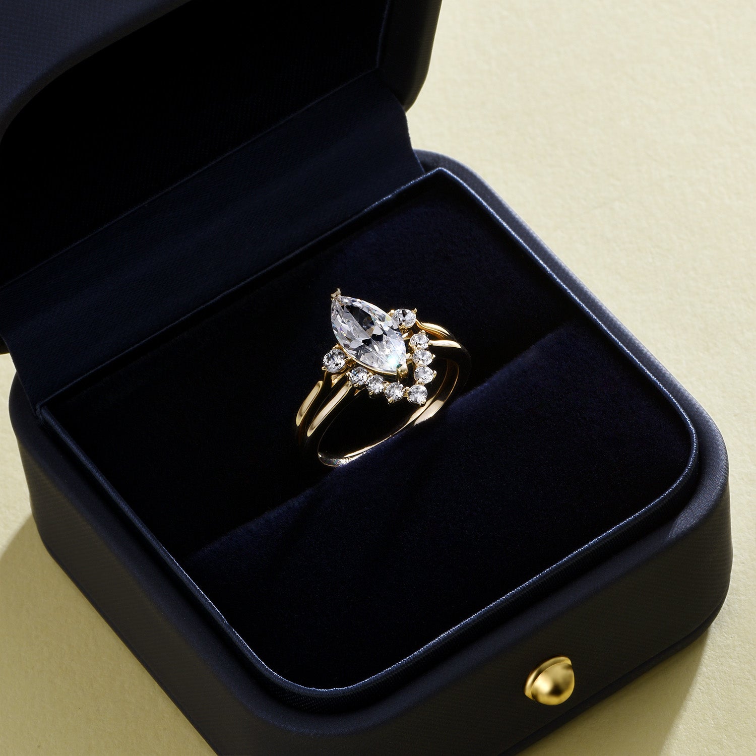 Marquise Cut Moissanite Engagement Ring Bridal Set