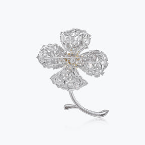 Dissoo® Sterling Silver Flower Brooch with 3ct Pink Primary Gemstone