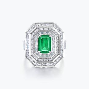 Dissoo® Classic Geometric Art Deco Emerald Green Ring