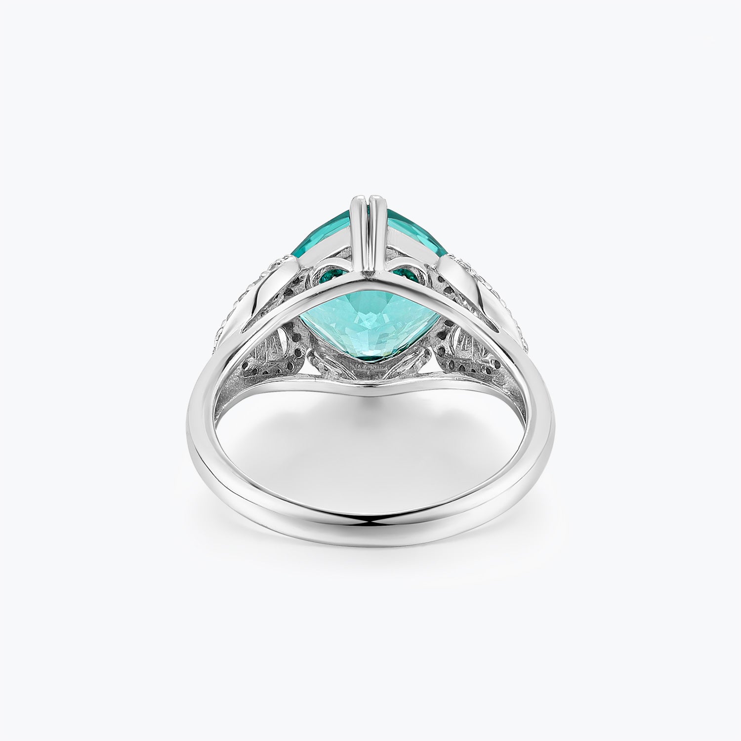 Aqua Solitaire & White Heart Halo Anniversary Ring - dissoojewelry