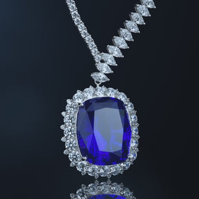 Dissoo® Oval Cut Royal Blue Sapphire Necklace&Pendant