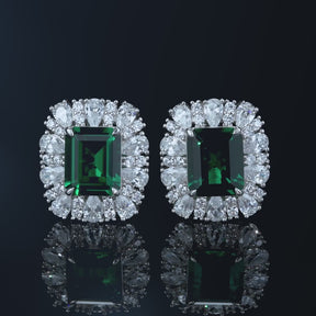 Dissoo® Sterling Silver Petal Square Emerald Earring