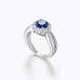 Blue & White Halo Cluster Engagement Ring - dissoojewelry
