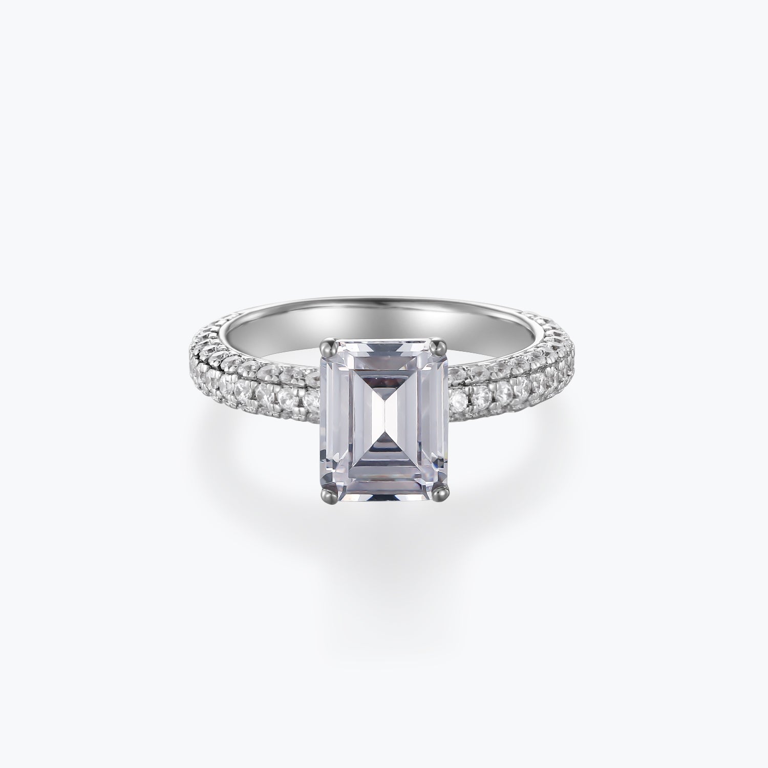 Dissoo® Diamond White Emerald Cut Sterling Silver Ring