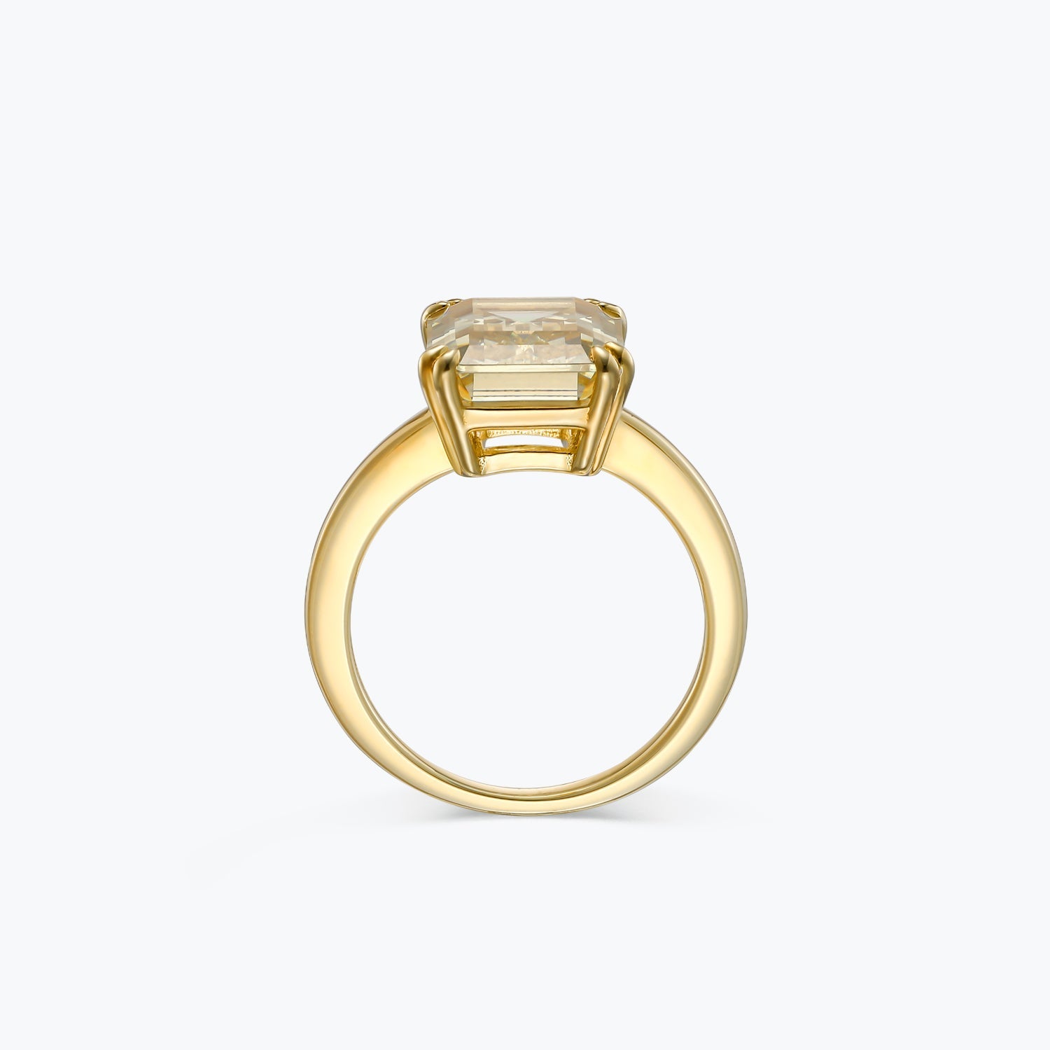 Citrine Yellow Emerald Cut Sterling Silver Ring - dissoojewelry