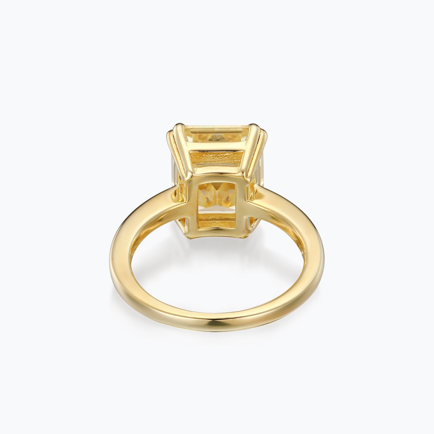 Citrine Yellow Emerald Cut Sterling Silver Ring - dissoojewelry