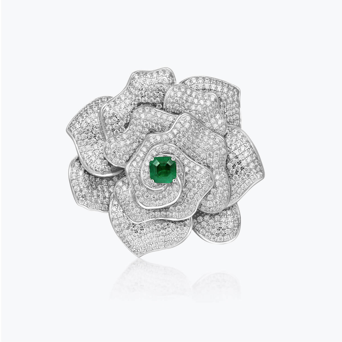 Classic Green & White Pave Rose Corsage Bracelet - dissoojewelry