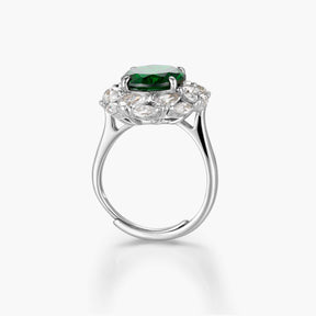 Classic Round Cut Emerald Halo Ring - dissoojewelry