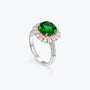 Cushion Cut Emerald Green & Rosegold Cluster Ring - dissoojewelry