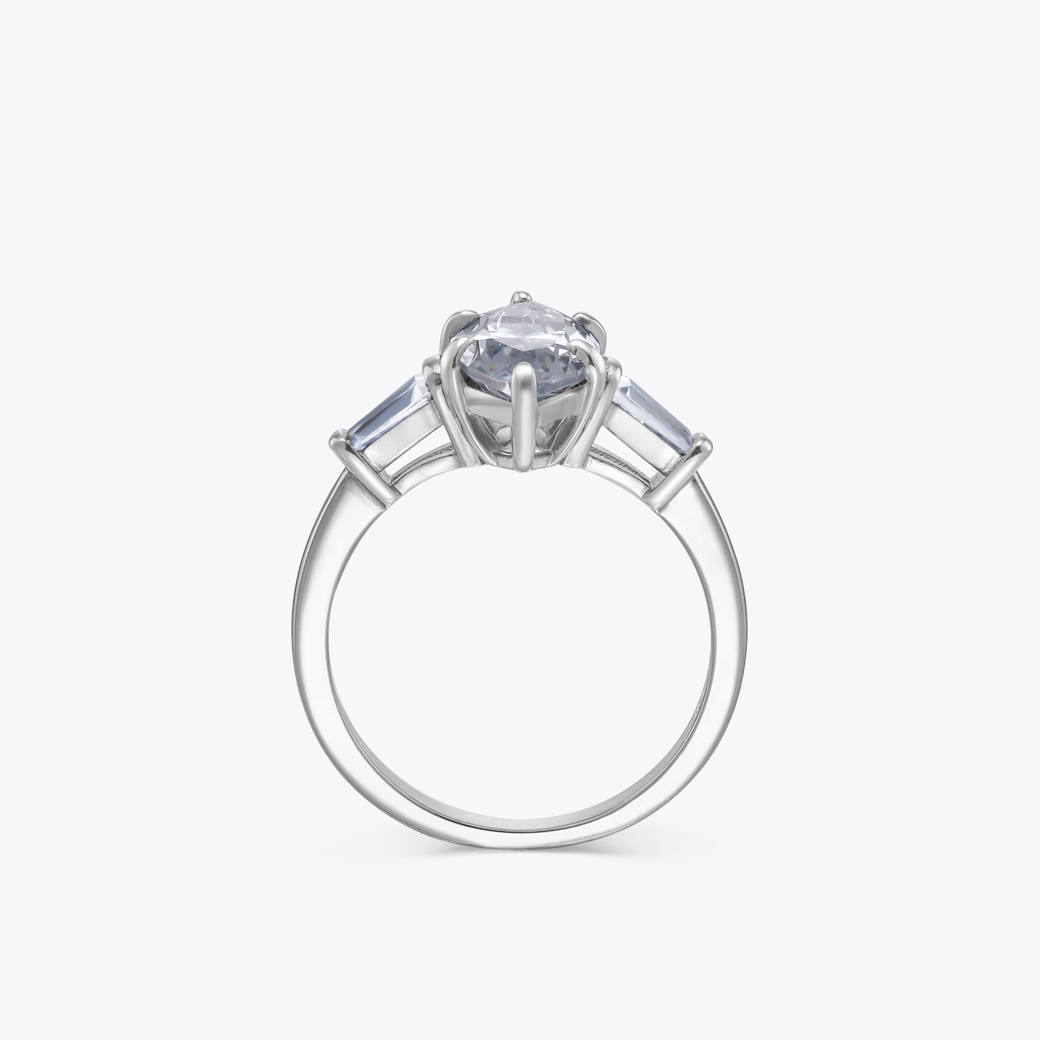 Dissoo® Marquise Cut 3 Stone Sterling Silver Engagement Ring