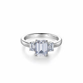 Diamond White Emerald Cut Sterling Silver Ring - dissoojewelry