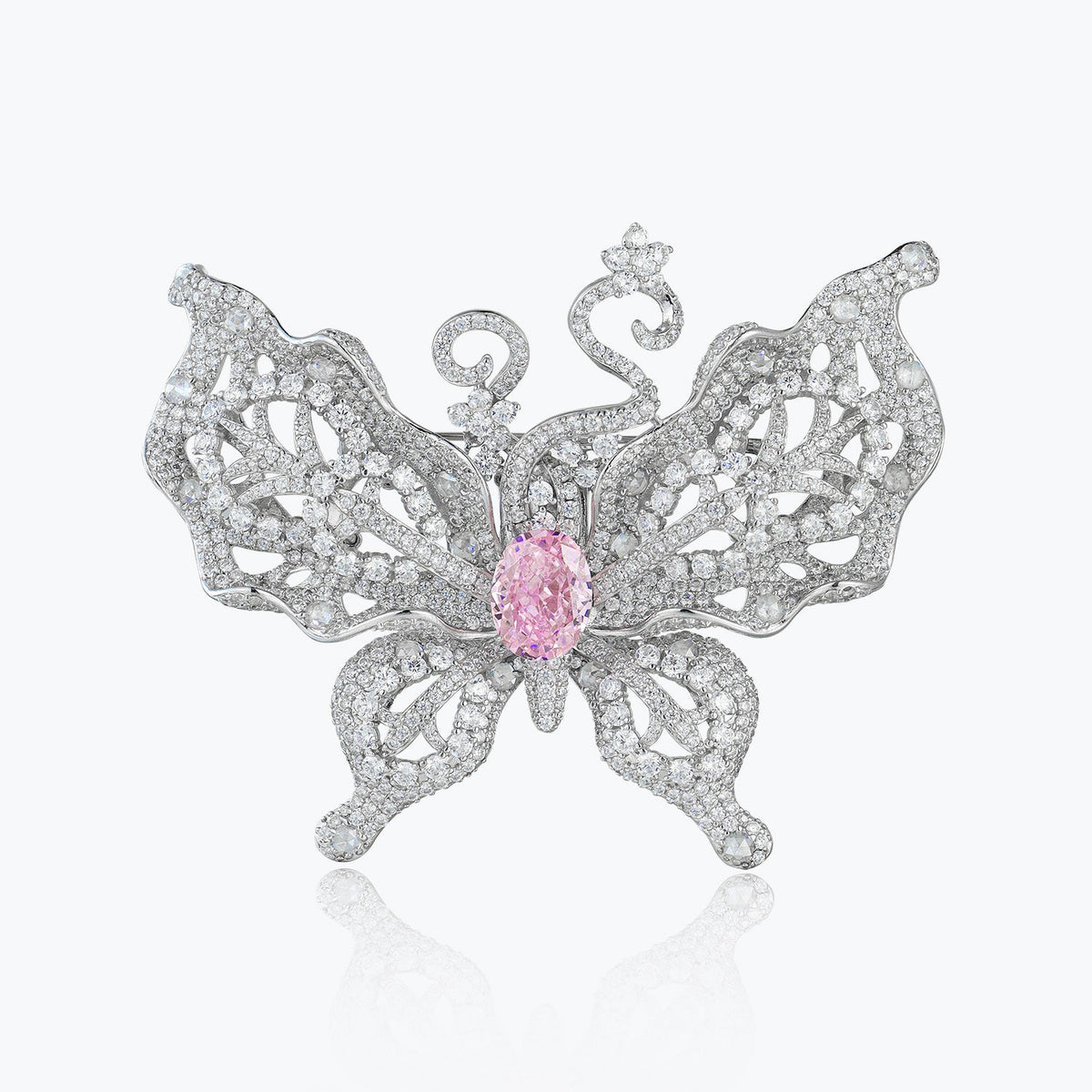 Dissoo® Butterfly Silhouette Ring & Brooch with 7.5ct Pink Primary Gemstone - dissoojewelry