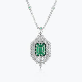 Dissoo® Emerald Necklace&Pendant 74.6 Ct. Sterling Silver with Petal Ornament - dissoojewelry