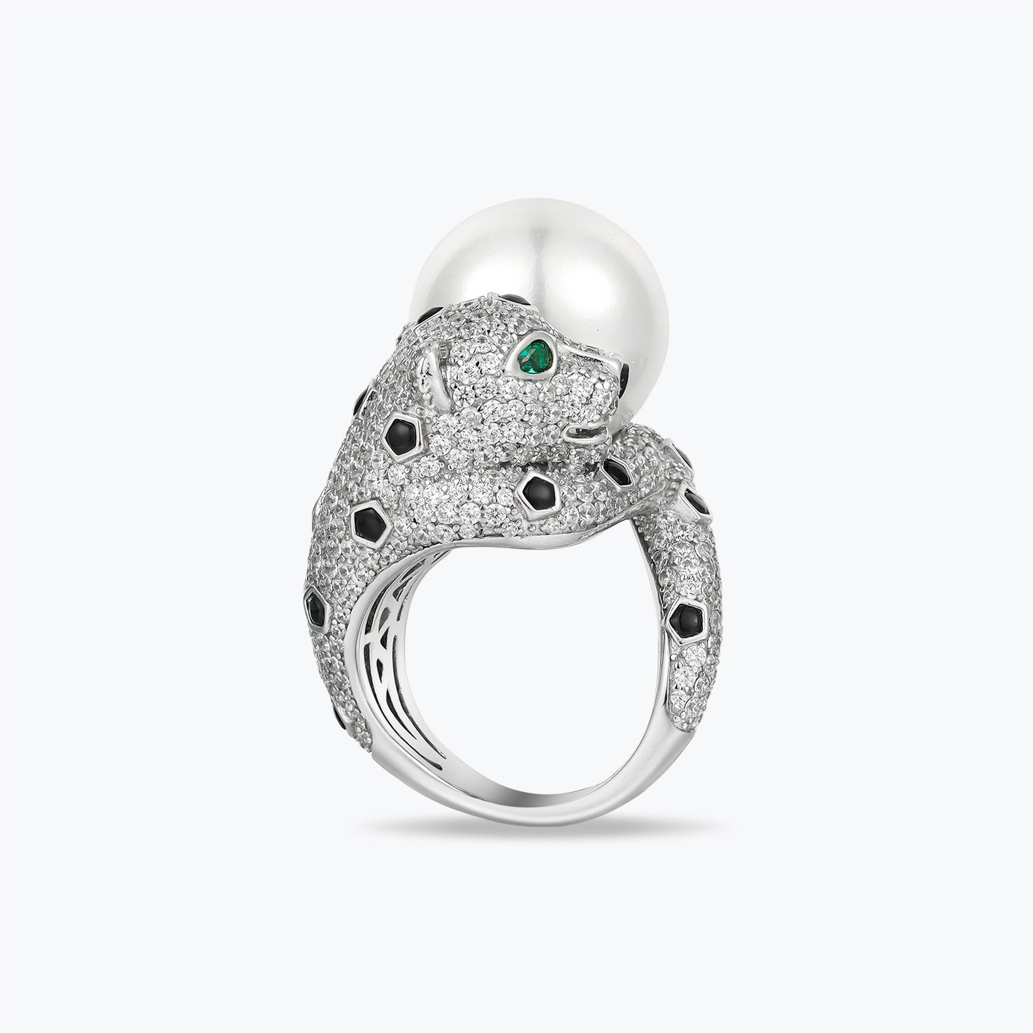 Dissoo® French Pave Cheetah Pearl Wrap Ring - dissoojewelry