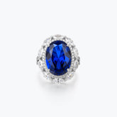 Dissoo® Oval Cut Royal Blue Ring with Flower Cluster - dissoojewelry