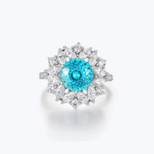 Dissoo® Paraiba blue & White Cluster Floral Bouquet Ring - dissoojewelry