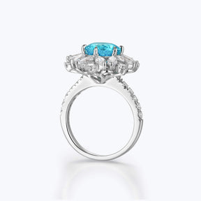 Dissoo® Paraiba blue & White Cluster Floral Bouquet Ring - dissoojewelry