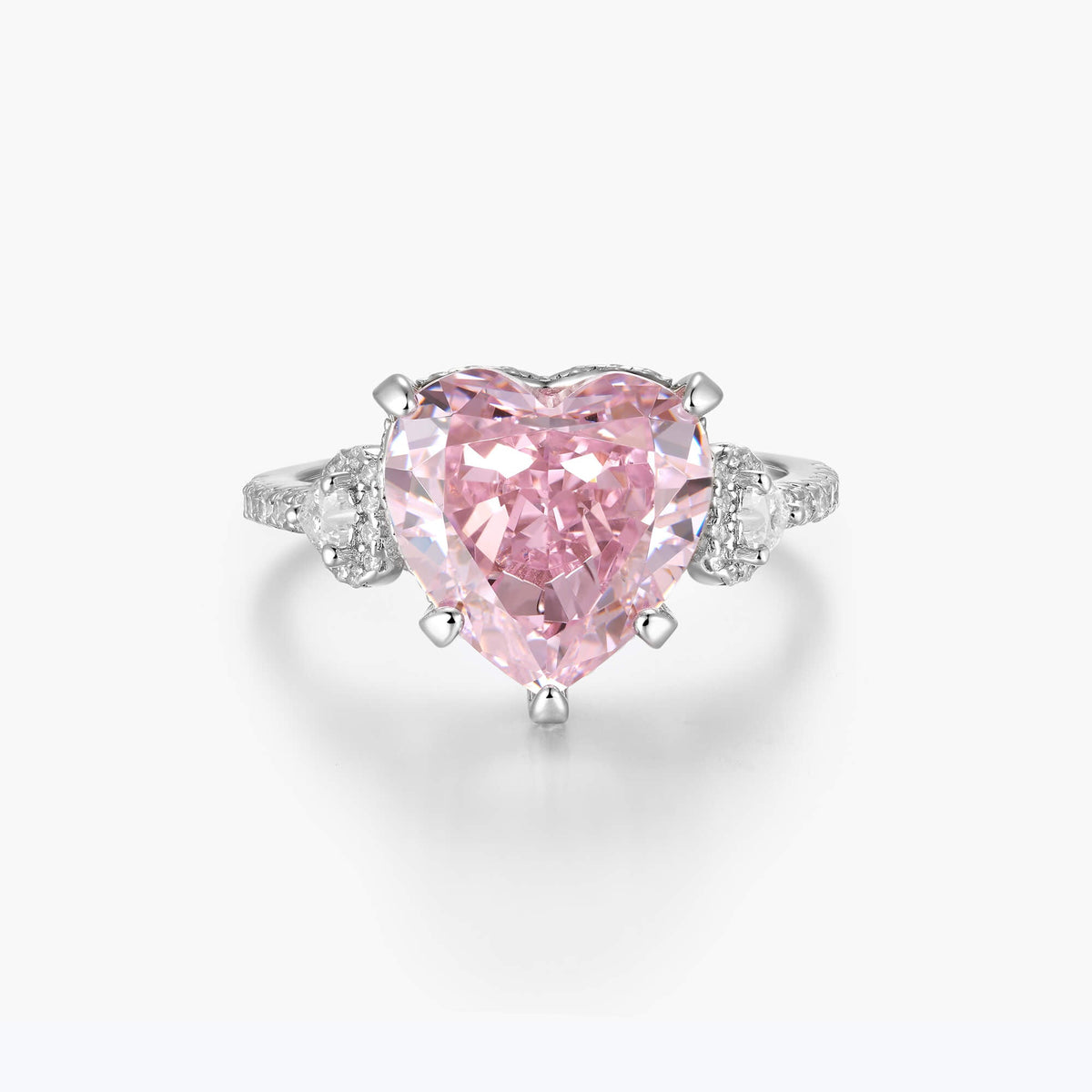 Lafonn Double-Halo Engagement Ring PINK RINGS Size 5 Platinum 2.48 CTS  Approx.15.5(H)*11.3(W) – Wolf Fine Jewelers