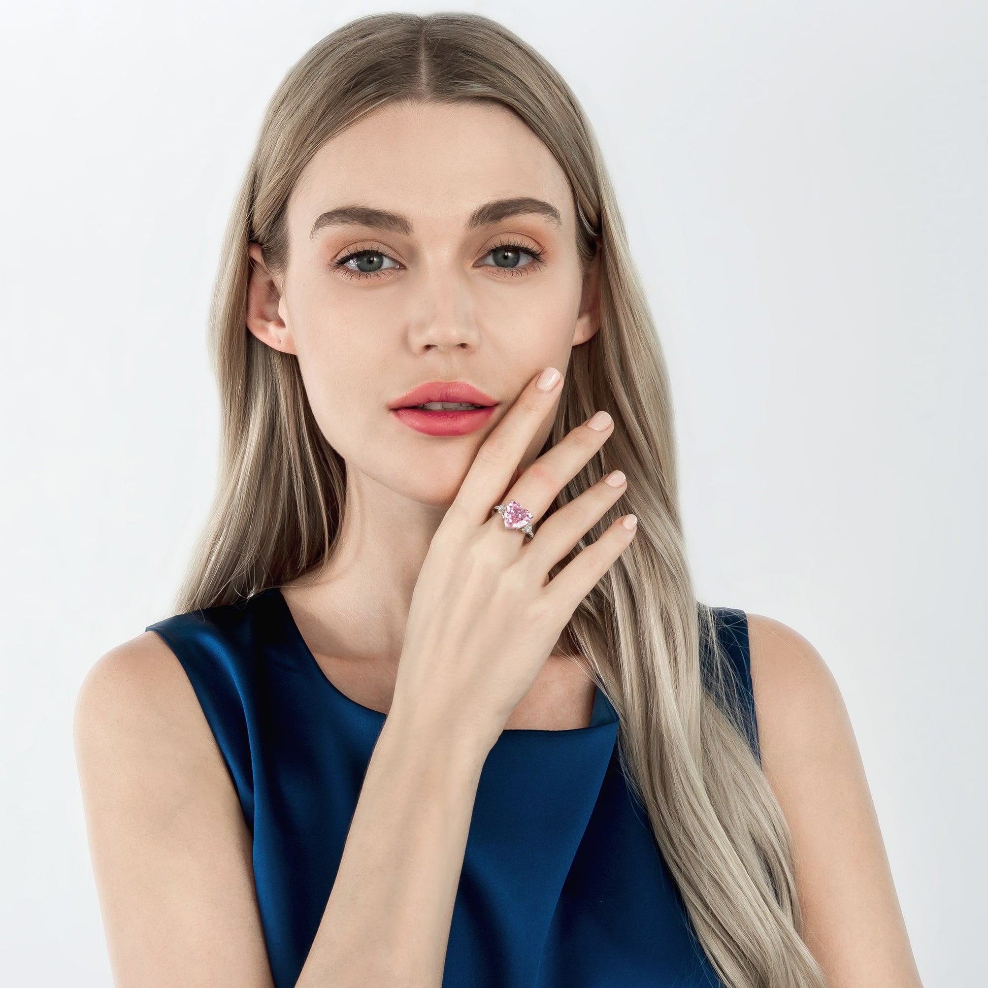 Dissoo® Pink Heart Sterling Silver Ring - dissoojewelry