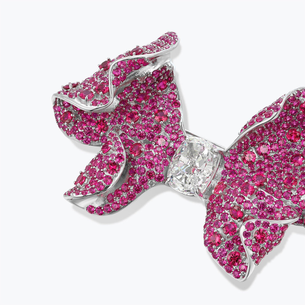Dissoo® Ruby Red Sterling Silver Bow Brooch & Ring - dissoojewelry