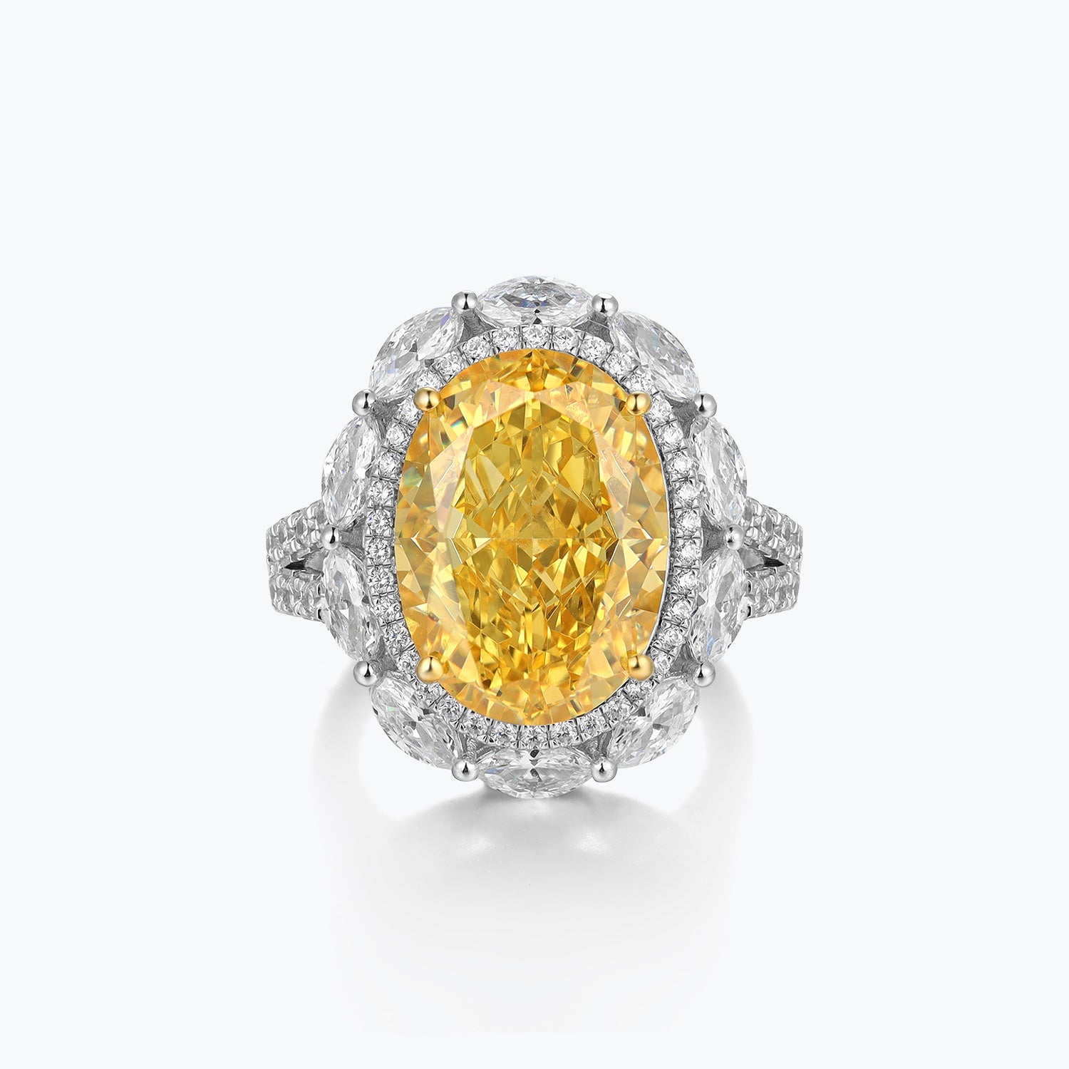 Dissoo® Sterling Silver Diamond Ring with Fancy Yellow Pear Ring - dissoojewelry