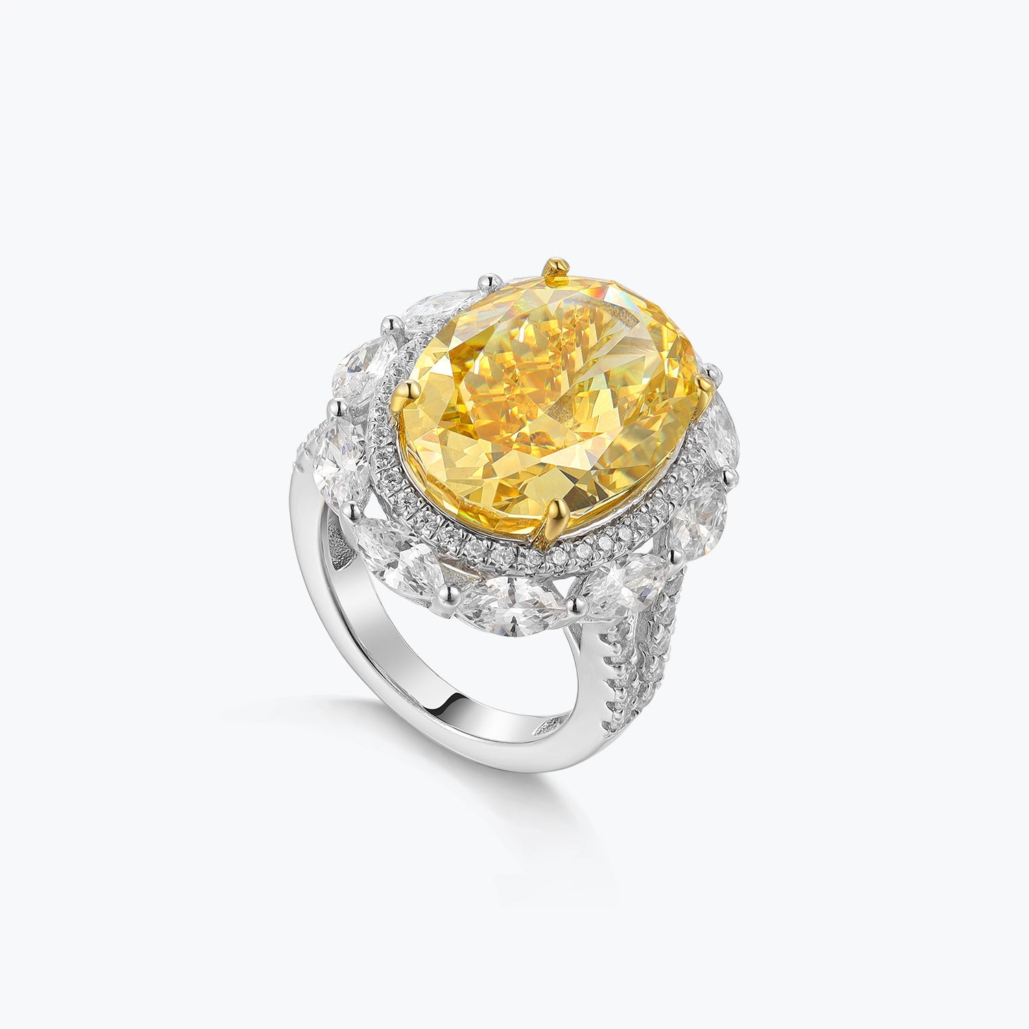 Dissoo® Sterling Silver Diamond Ring with Fancy Yellow Pear Ring - dissoojewelry