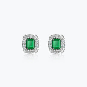 Dissoo® Sterling Silver Petal Square Emerald Earring - dissoojewelry