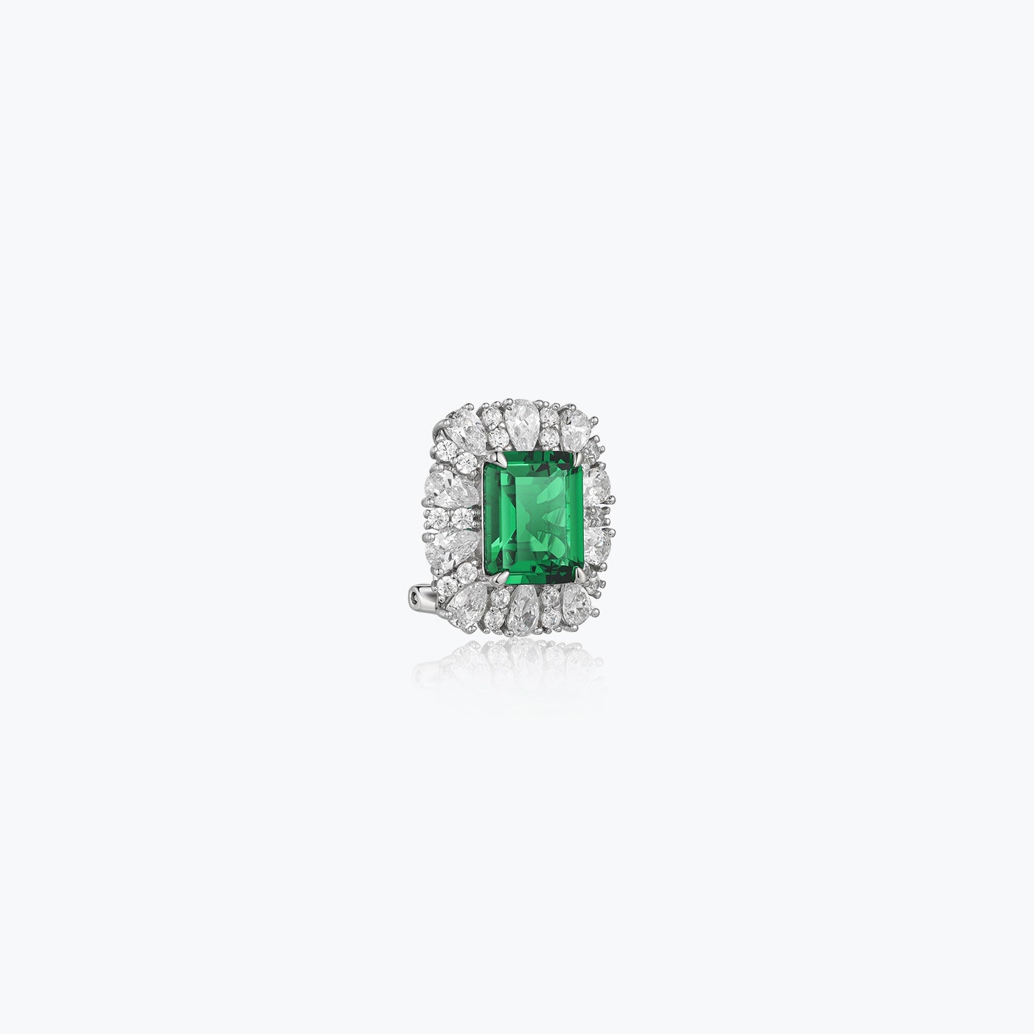 Dissoo® Sterling Silver Petal Square Emerald Earring - dissoojewelry