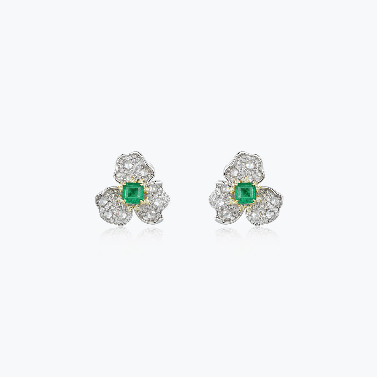 Dissoo® Sterling Silver Square Emerald Flower Earring - dissoojewelry