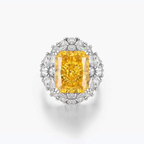 Dissoo® Vintage Yellow Oval Emerald-cut Sterling Silver Ring - dissoojewelry