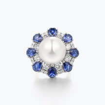 Dissoo® White Pearl Floral Cluster Evening Ring - dissoojewelry