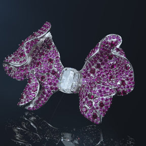 Dissoo®  Ruby Red Sterling Silver Bow Brooch