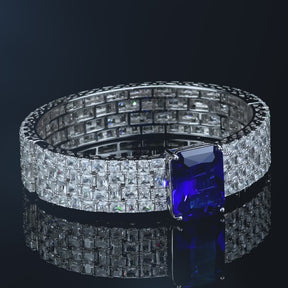 Dissoo® Aquamarine Blue Sterling Silver Bracelets With Halo