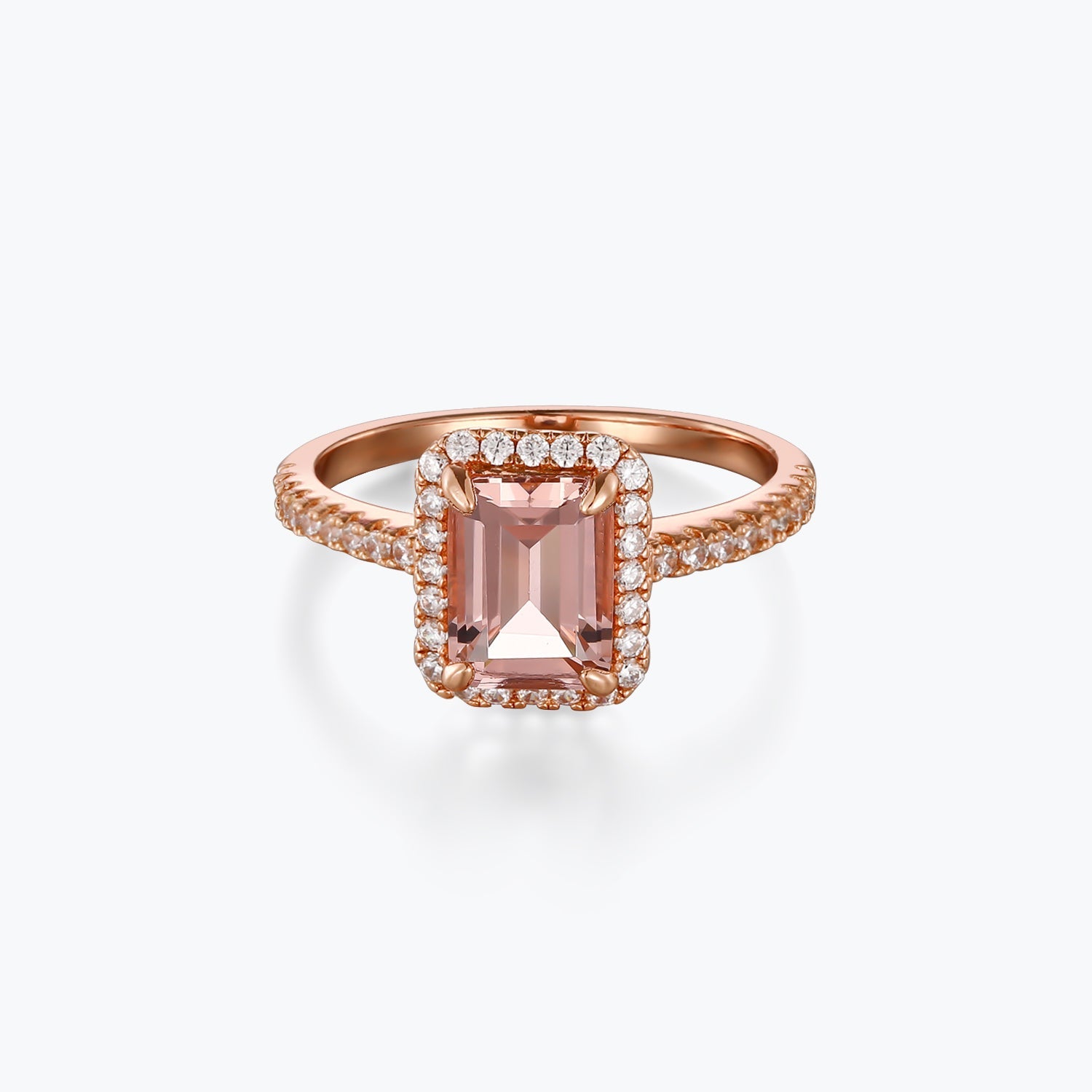 Fancy Pink Emerald Cut Sterling Silver Ring - dissoojewelry