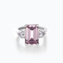 Fancy Pink Emerald Cut Sterling Silver Ring - dissoojewelry