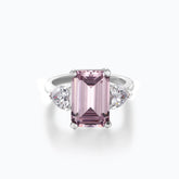 Fancy Pink Emerald Cut Sterling Silver Ring - dissoojewelry