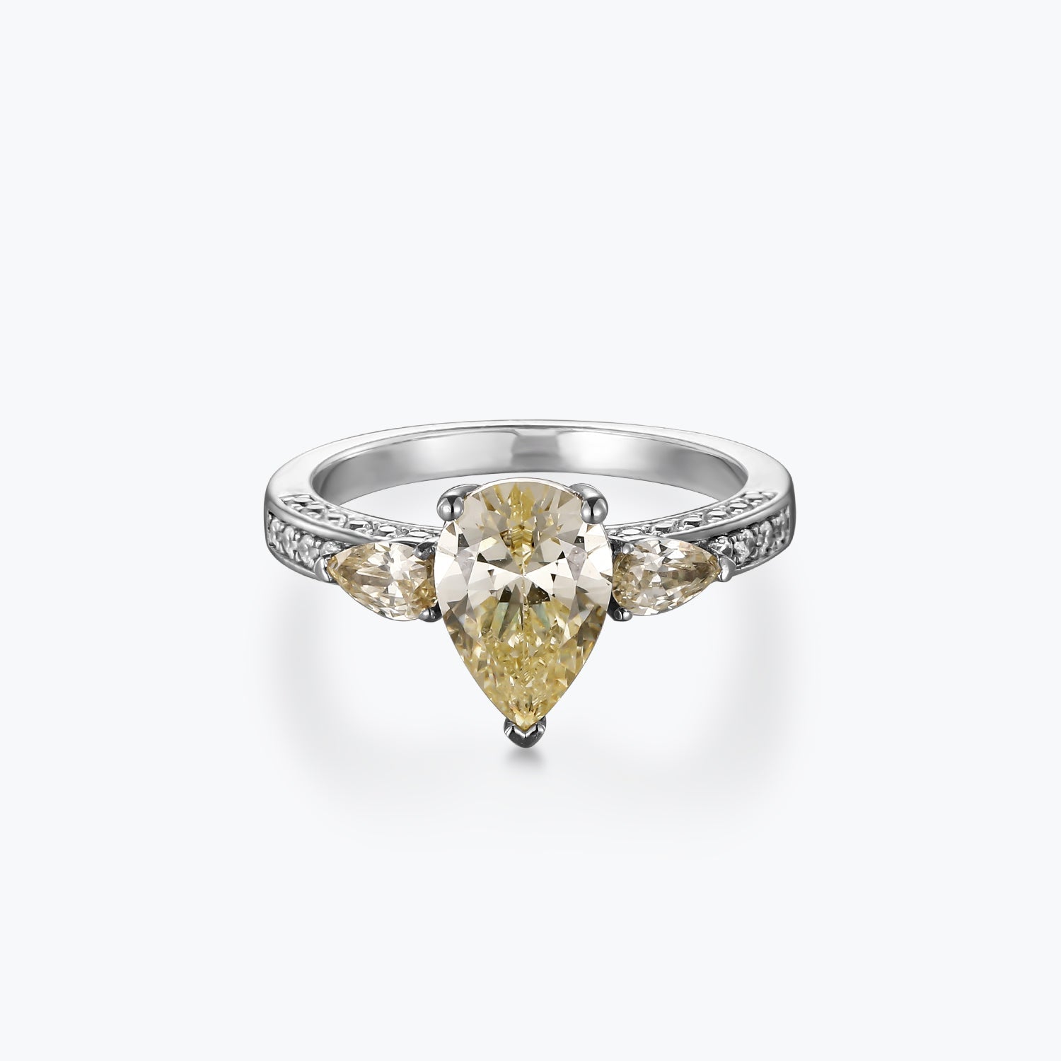 Fancy Yellow Pear Sterling Silver Ring - dissoojewelry