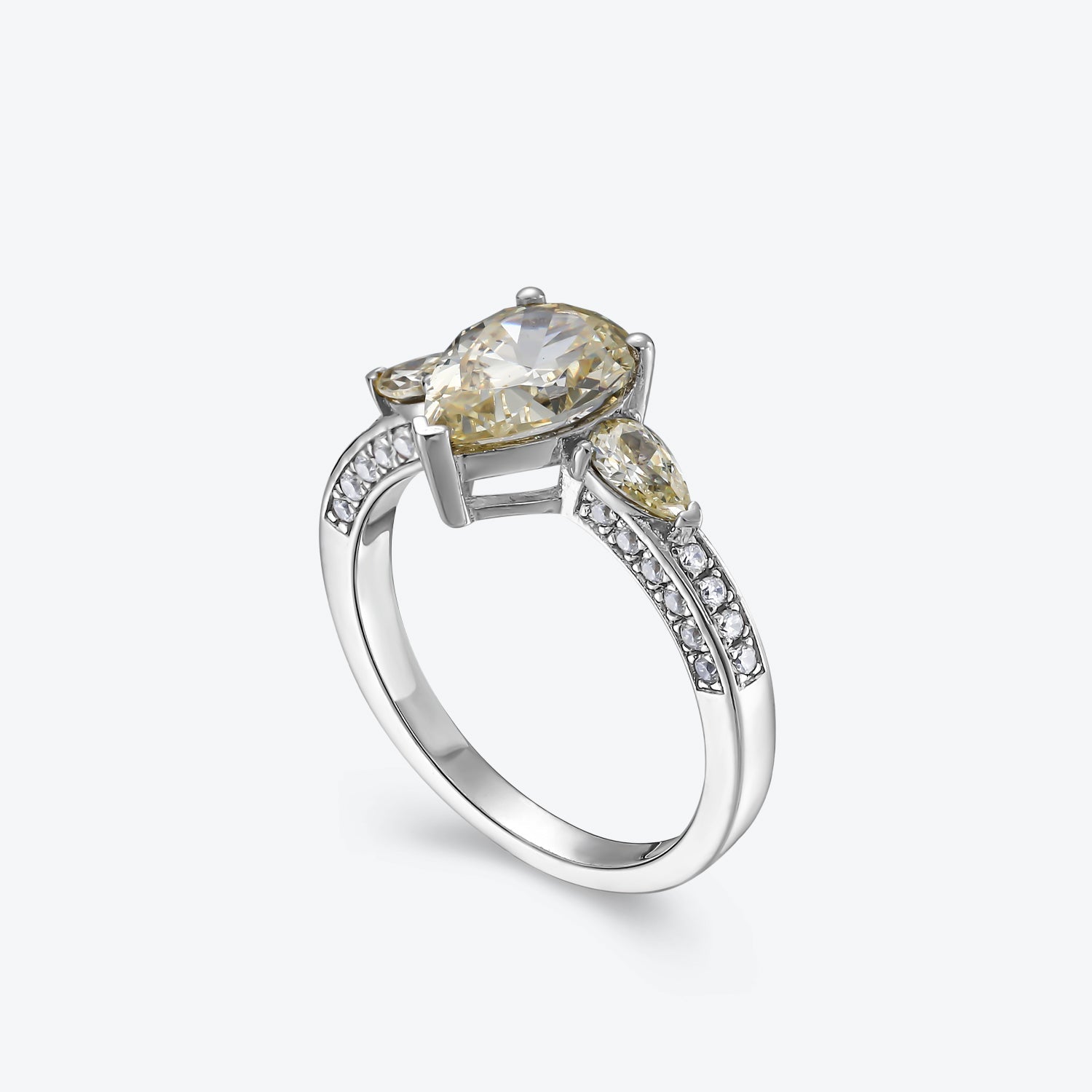 Fancy Yellow Pear Sterling Silver Ring - dissoojewelry