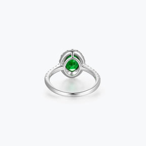 Oval Cut Emerald Green Sterling Silver Ring - dissoojewelry