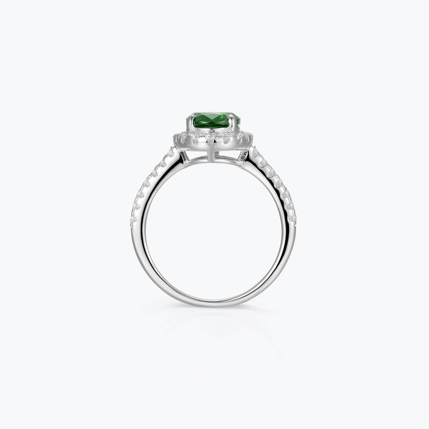 Oval Cut Emerald Green Sterling Silver Ring - dissoojewelry