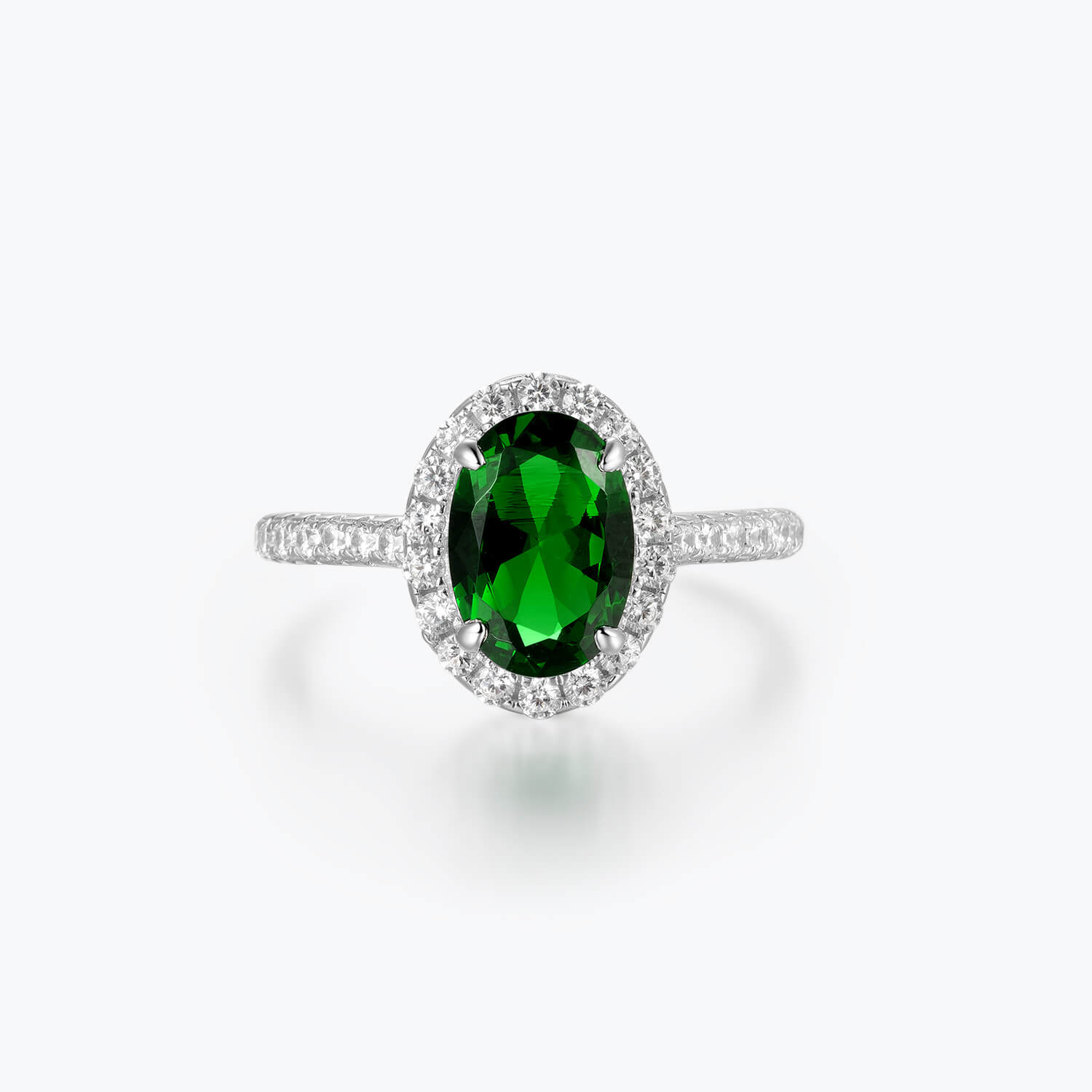 Oval Cut Emerald Green Sterling Silver Ring - dissoojewelry