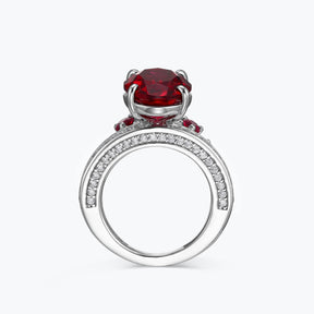 Oval Cut Red Vintage Crown Ring - dissoojewelry
