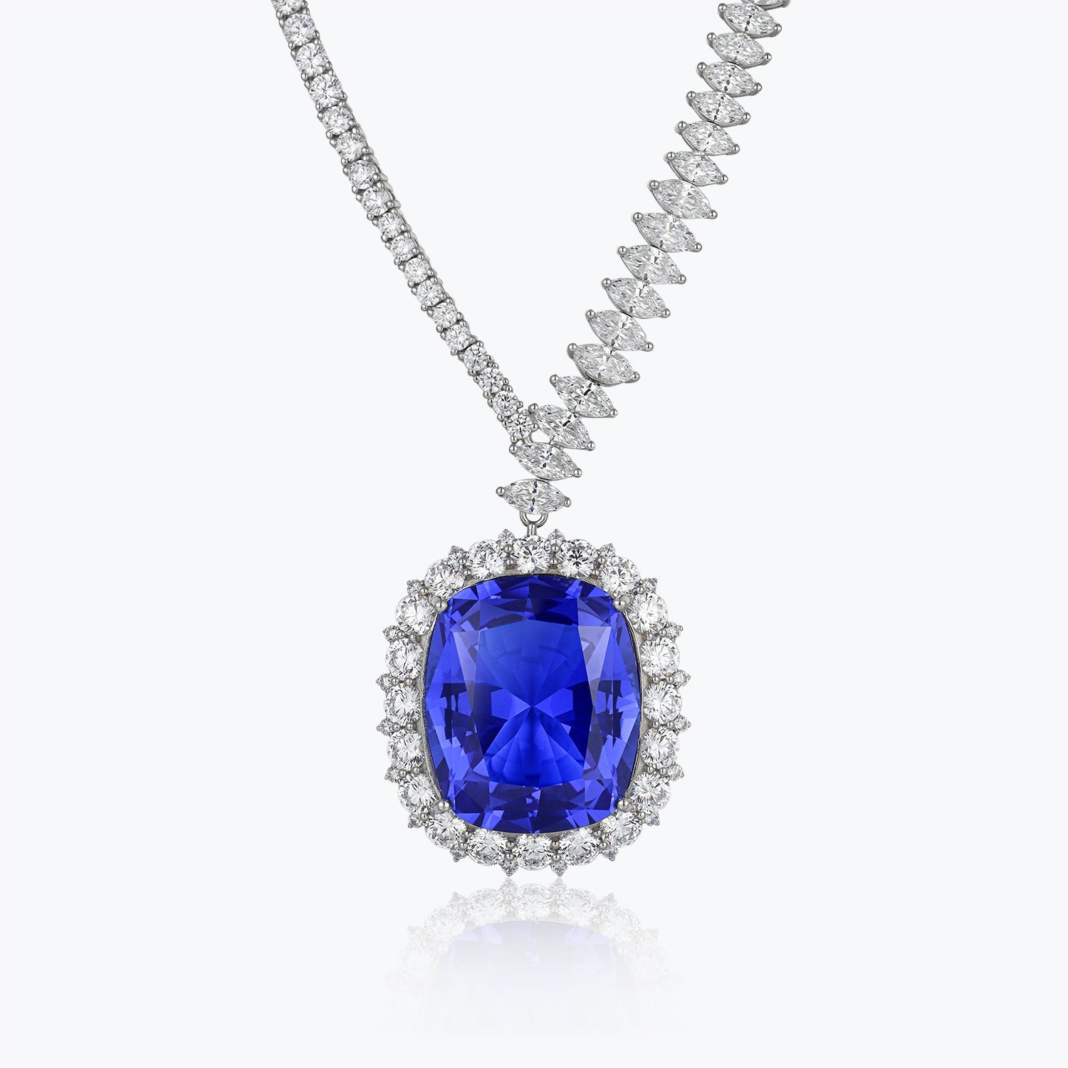 Oval Cut Royal Blue Sapphire Necklace&Pendant - dissoojewelry