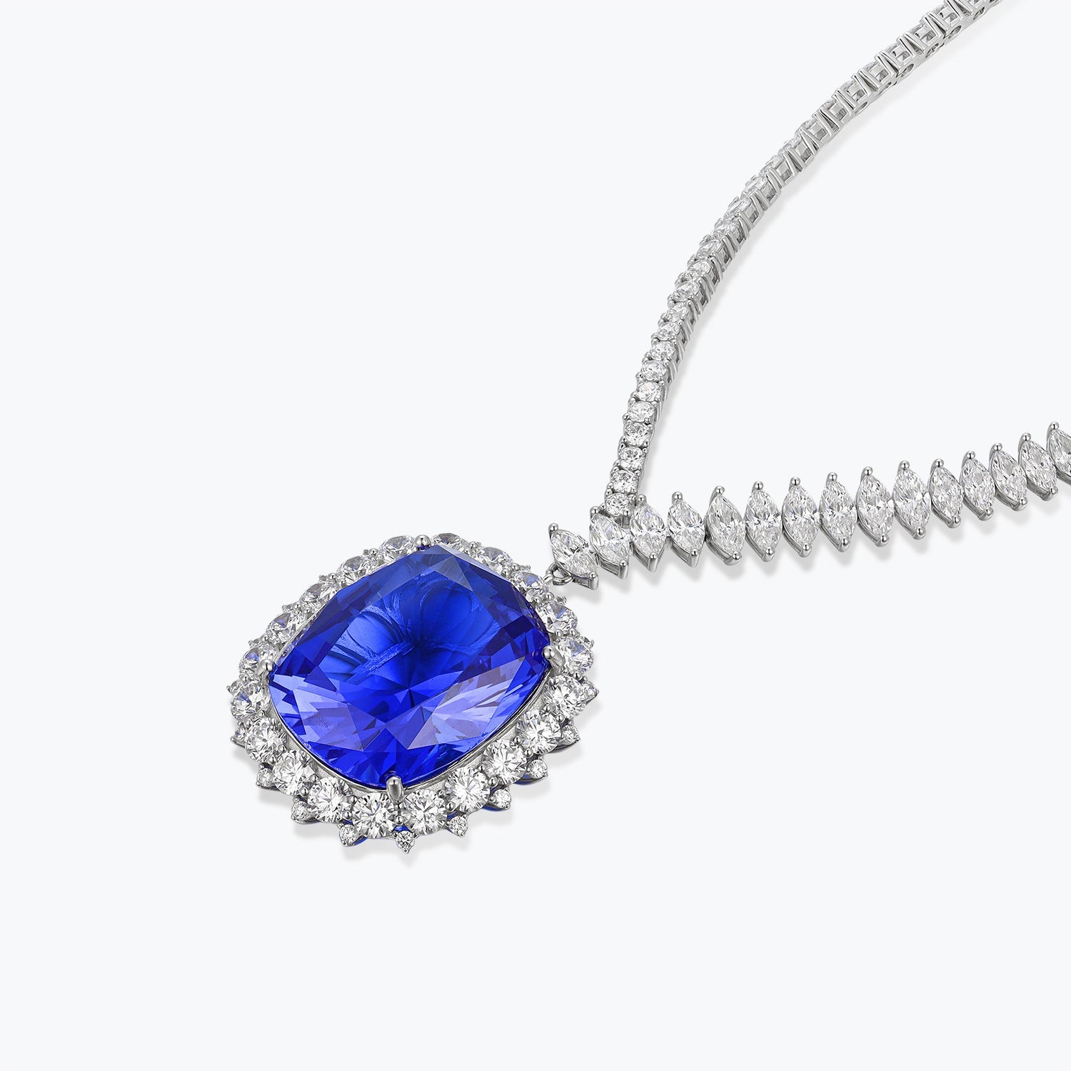 Oval Cut Royal Blue Sapphire Necklace&Pendant - dissoojewelry