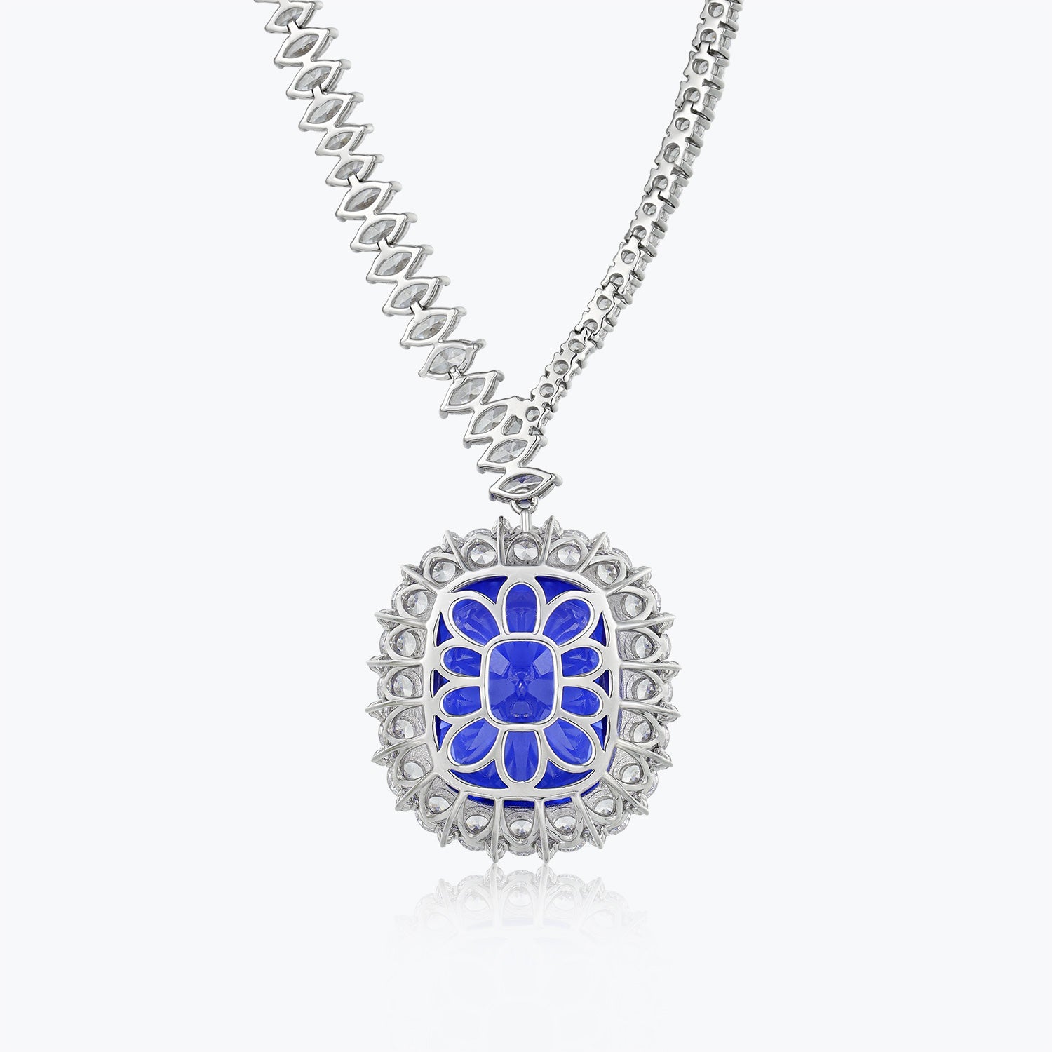 Oval Cut Royal Blue Sapphire Necklace&Pendant - dissoojewelry