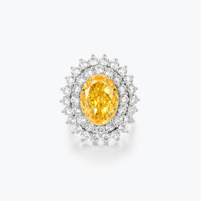 Oval Cut Yellow Sunflower Ring - dissoojewelry