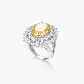 Oval Cut Yellow Sunflower Ring - dissoojewelry