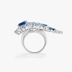 Peacock Sapphire Blue Wing Ring - dissoojewelry