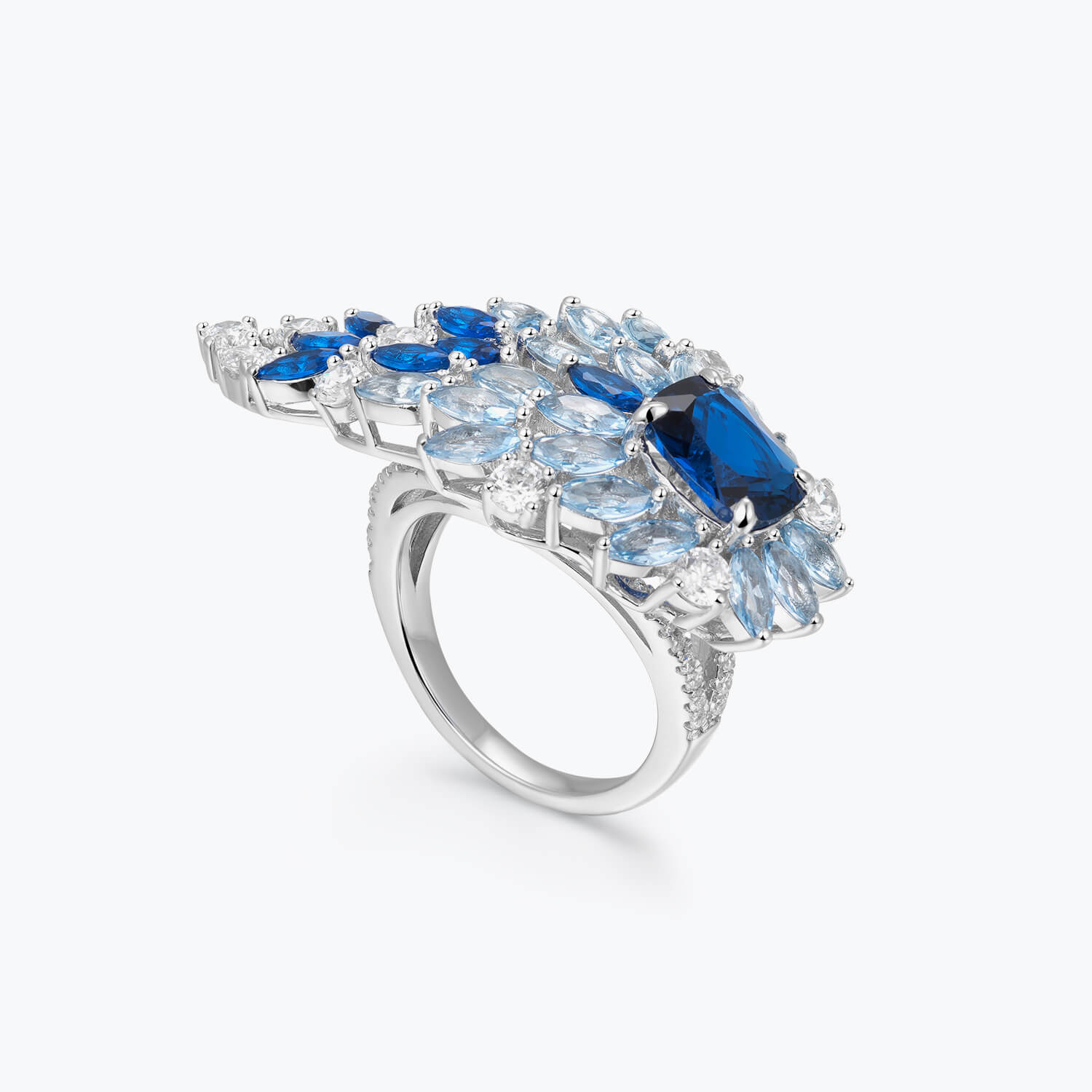 Peacock Sapphire Blue Wing Ring - dissoojewelry